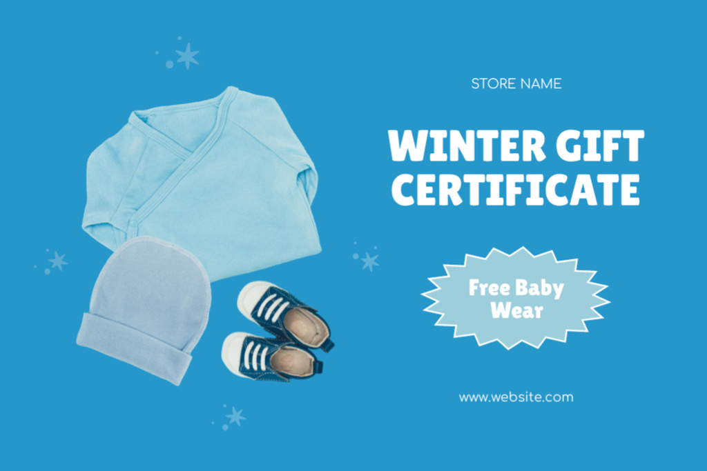 Winter Gift Voucher Offer to Children's Goods Store Gift Certificate Design Template