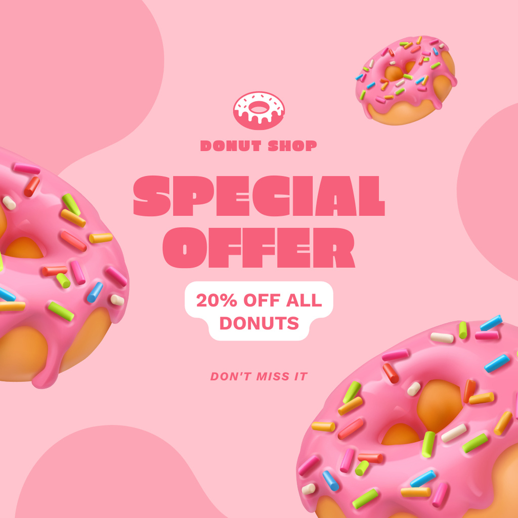 Designvorlage Special Offer of Glazed Donuts für Instagram