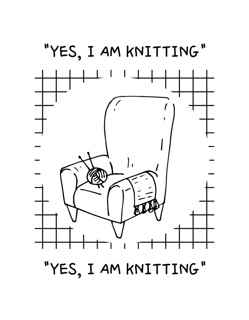 Motivational Quote About Knitting With Sketch T-Shirt Tasarım Şablonu