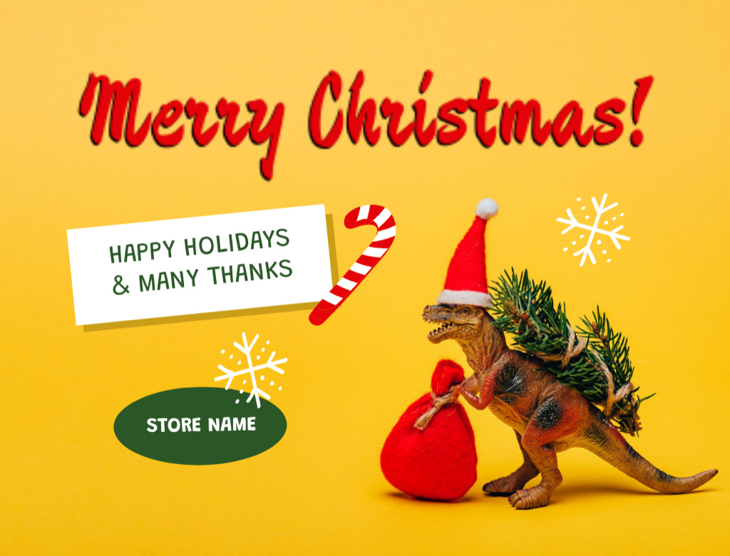Happy Christmas Holidays and Many Thanks Postcard 4.2x5.5in Design Template
