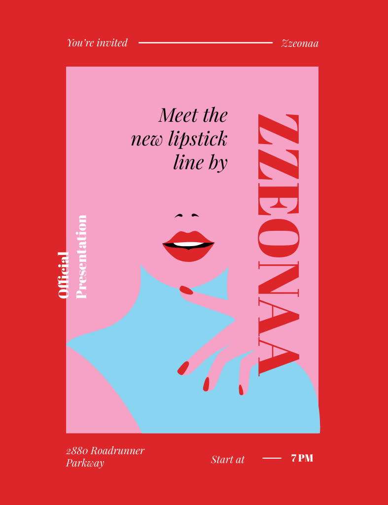 Modèle de visuel New Lipstick Promotion - Invitation 13.9x10.7cm