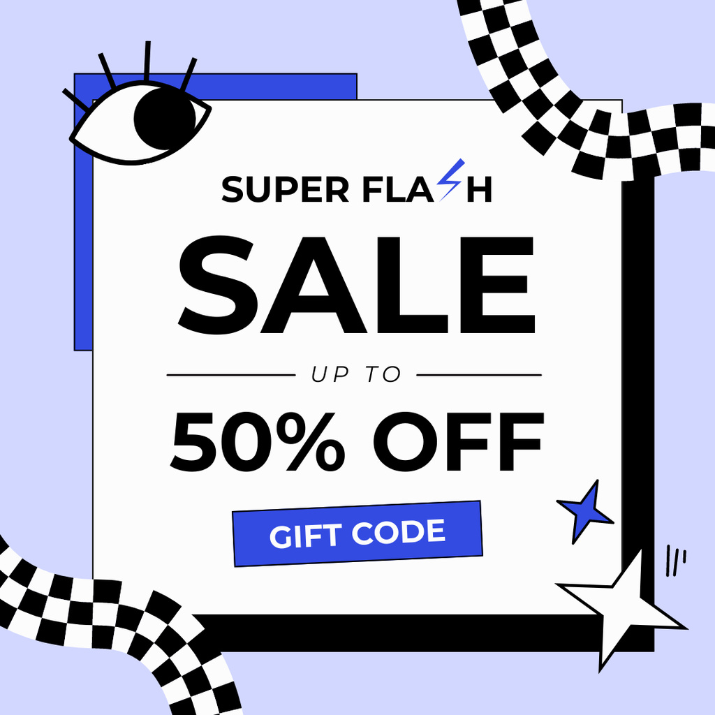 Ad of Super Flash Sale with Offer of Discount Instagram AD Design Template