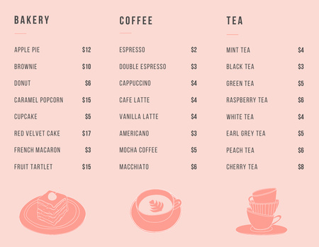 Kávézó Promóció étel Illusztrációval Menu 11x8.5in Tri-Fold tervezősablon