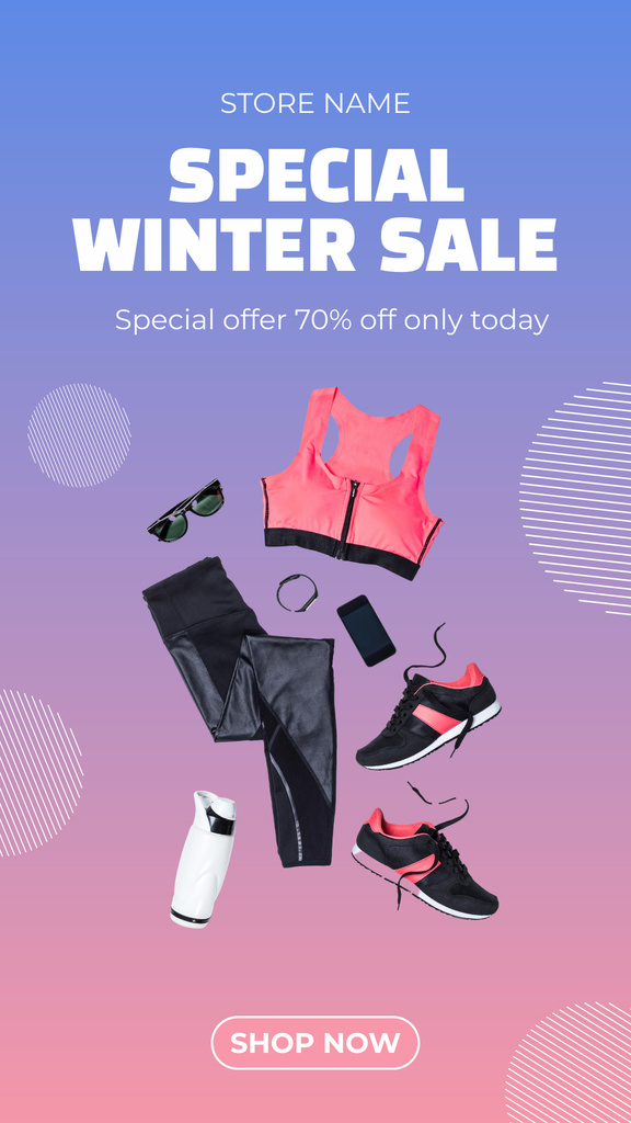 Sportswear Special Winter Sale Announcement Instagram Story Modelo de Design