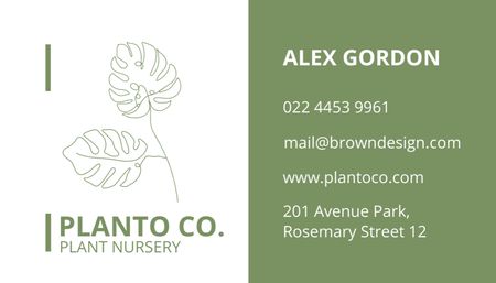 Plant Nursery Assistant Manager Card Business Card US Design Template