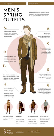 Designvorlage List infographics with Men's Outfit items für Infographic