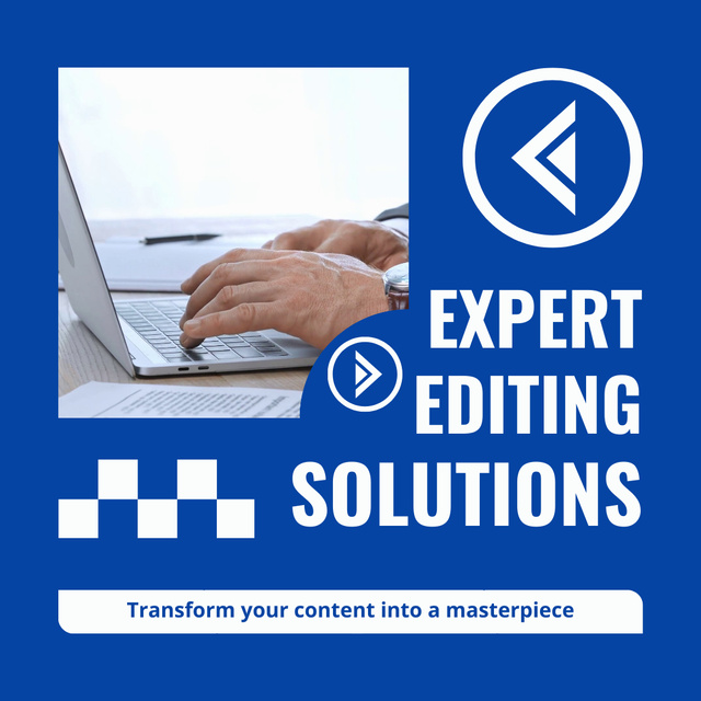 Designvorlage Expert Level Editing Solutions Offer für Animated Post