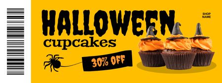 Halloween Cupcakes Offer in Yellow Coupon Design Template