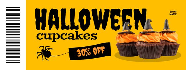 Modèle de visuel Halloween Cupcakes Offer in Yellow - Coupon