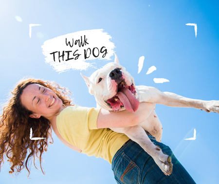 Platilla de diseño Happy Girl holding Cute Dog Facebook