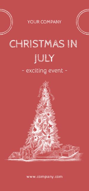 Modèle de visuel July Christmas Party Announcement with Illustration of Tree - Flyer DIN Large