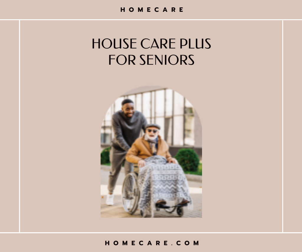 Senior House Care Services Available with Man on Wheelchair Large Rectangle – шаблон для дизайна