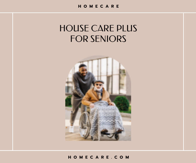 Template di design Senior House Care Services Available with Man on Wheelchair Large Rectangle