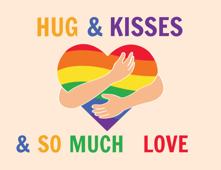 Hugs for LGBT Society Thank You Card 5.5x4in Horizontal Design Template