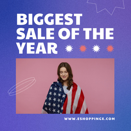 USA Independence Day Sale Announcement Animated Postデザインテンプレート
