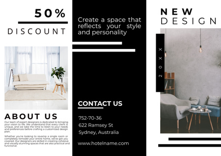 Platilla de diseño Offer Discounts on Interior Design Services Brochure