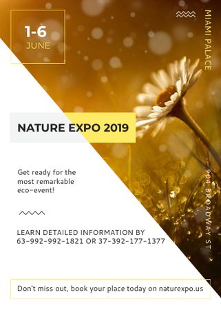 Designvorlage Nature Expo announcement Blooming Daisy Flower für Flayer