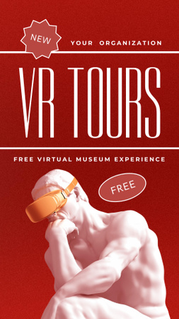 Virtual Museum Tour Announcement on Red TikTok Video Design Template