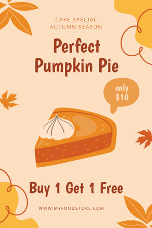 Pumpkin Pie Slice for Cake Special Offer Pinterest Šablona návrhu