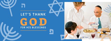 Plantilla de diseño de celebración de hanukkah con cena tradicional Facebook cover 