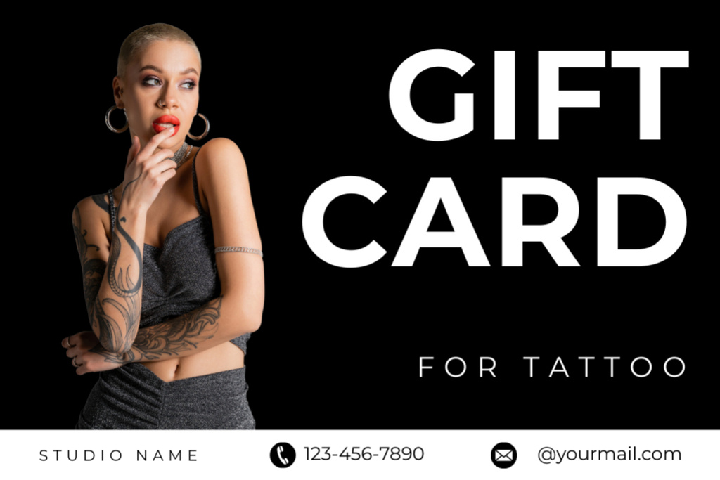 Creative Tattoo Studio Service As Present Offer Gift Certificate Tasarım Şablonu