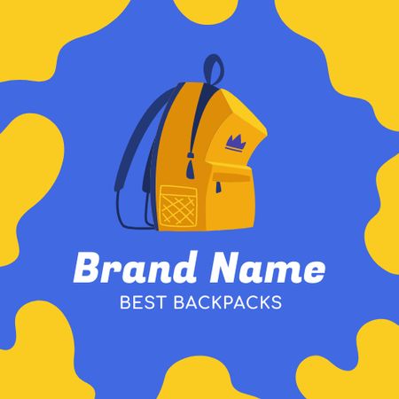 Colorful Backpack Shop Offer In Blue Animated Logo Design Template