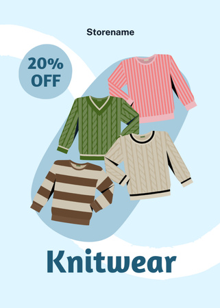 High-Quality And Handmade Knitwear Sale Offer Flayer Design Template