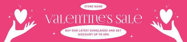 Valentine's Day Sale Offer on Pink Ebay Store Billboard Tasarım Şablonu