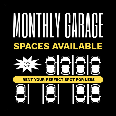 Designvorlage Rabatt auf verfügbare Garagenplätze für Instagram