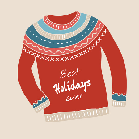 Plantilla de diseño de lindo saludo de año nuevo con suéter Instagram 