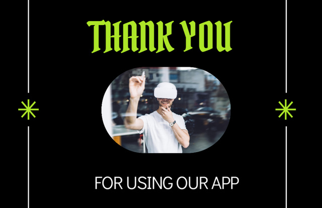 Young Man in Virtual Reality Glasses Thank You Card 5.5x8.5in – шаблон для дизайна