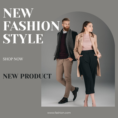 Fashion Ad with Stylish Couple Instagram Design Template