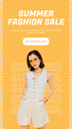 Platilla de diseño Summer Fashion Sale Ad on Yellow Instagram Story