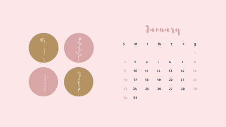 Illustration of Various Flowers Calendarデザインテンプレート