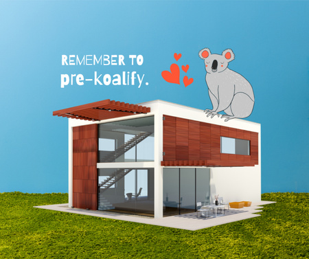 Real Estate Ad with Cute Koala sitting on House Facebook Design Template