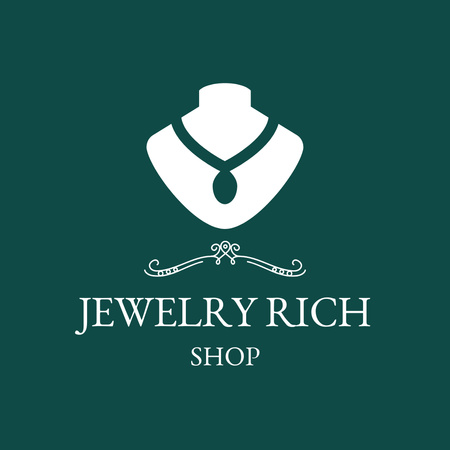 Emblem of Jewelry Shop on Green Logo Design Template