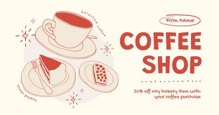 Piece Of Cake At Discounted Rates For Coffee Purchase Facebook AD Design Template