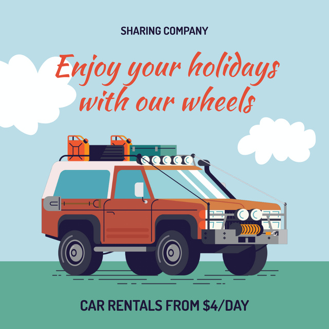 Plantilla de diseño de Holiday Rent Car Offer Animated Post 