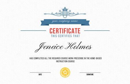 Award for Required Course Completion Certificate 5.5x8.5in Design Template