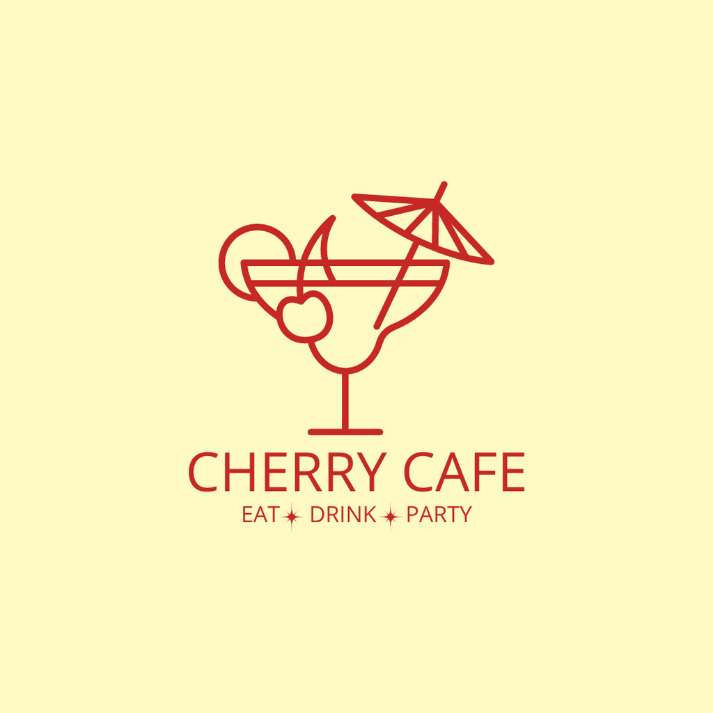Cafe Emblem with Glass of Cocktail Logo 1080x1080px tervezősablon