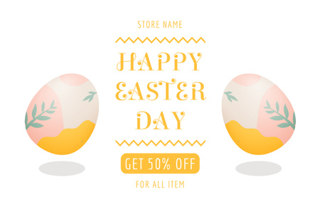 Easter Day Deals with Painted Eggs on White Thank You Card 5.5x8.5in – шаблон для дизайну