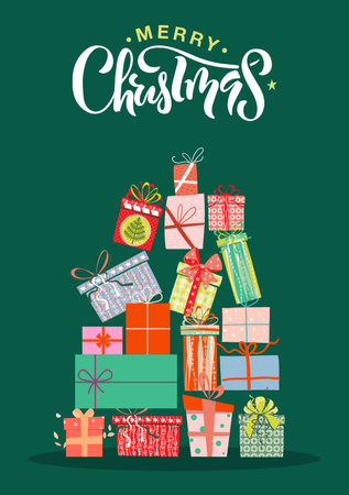 Christmas Cheers With Holiday Tree From Gifts Postcard A5 Vertical Design Template