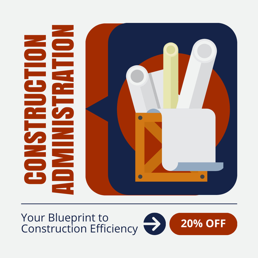 Plantilla de diseño de Architectural Blueprints And Construction Administration With Discount Instagram AD 