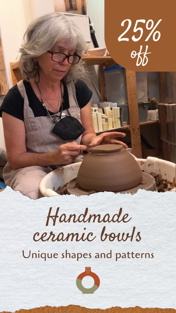 Handmade Ceramic Bowls Sale Offer With Unique Shape TikTok Video tervezősablon
