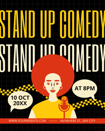 Stand-up Show with Bright Silhouette of Woman Instagram Post Vertical Design Template