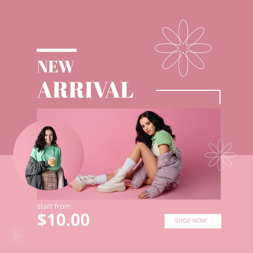 Platilla de diseño New Collection Announcement on Simple Pink Layout Instagram