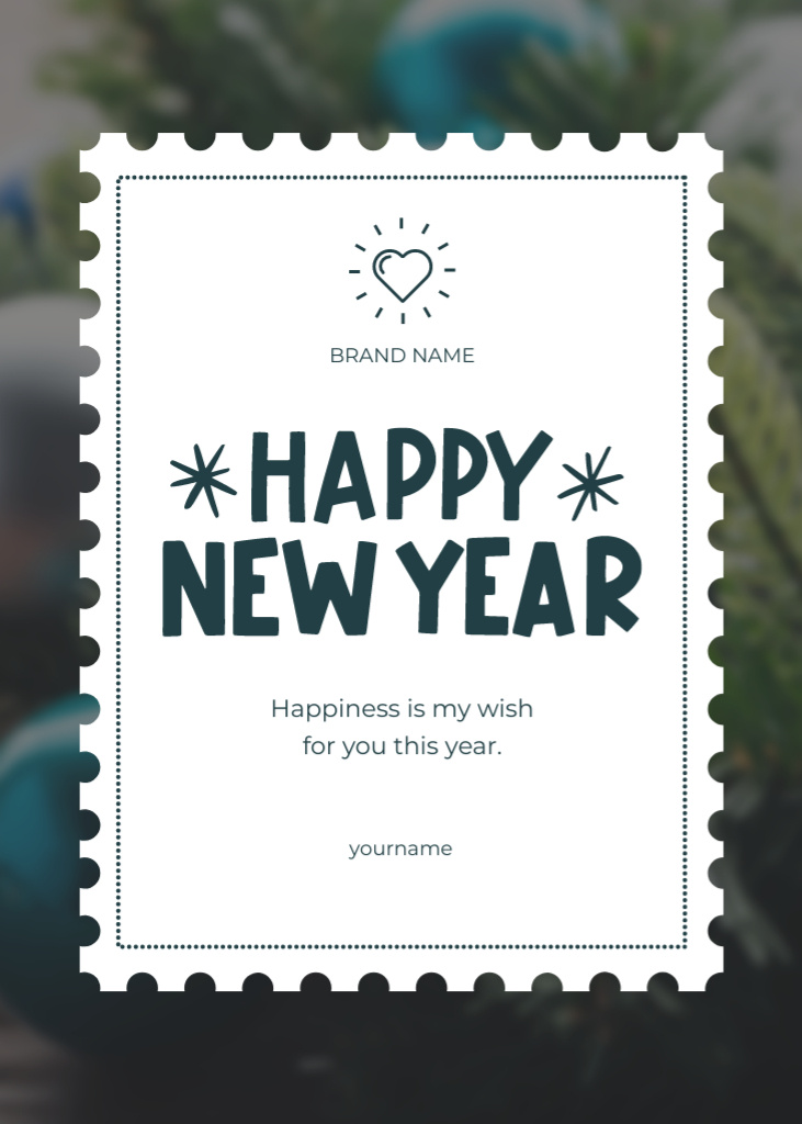 Plantilla de diseño de New Year Minimalistic Holiday Greeting Postcard 5x7in Vertical 