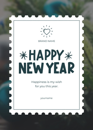 New Year Minimalistic Holiday Greeting Postcard 5x7in Vertical Design Template