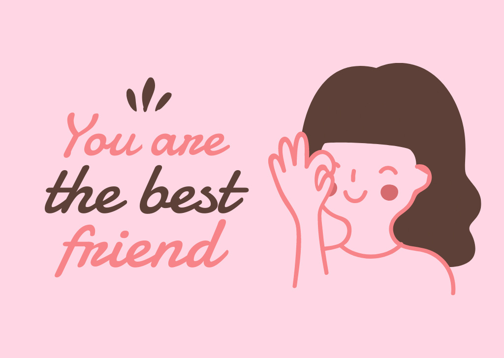Plantilla de diseño de Phrase About Best Friend With Cute Girl Card 
