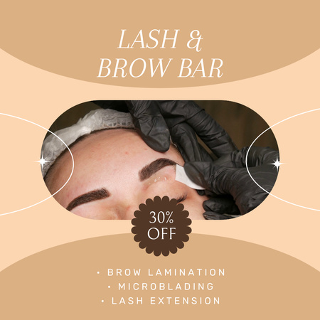 Lash And Brow Services With Discount Animated Post Design Template